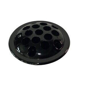 Vintage Black Glass Flower Frog 16 Holes 4" Round Floral Arrangement Tool Insert